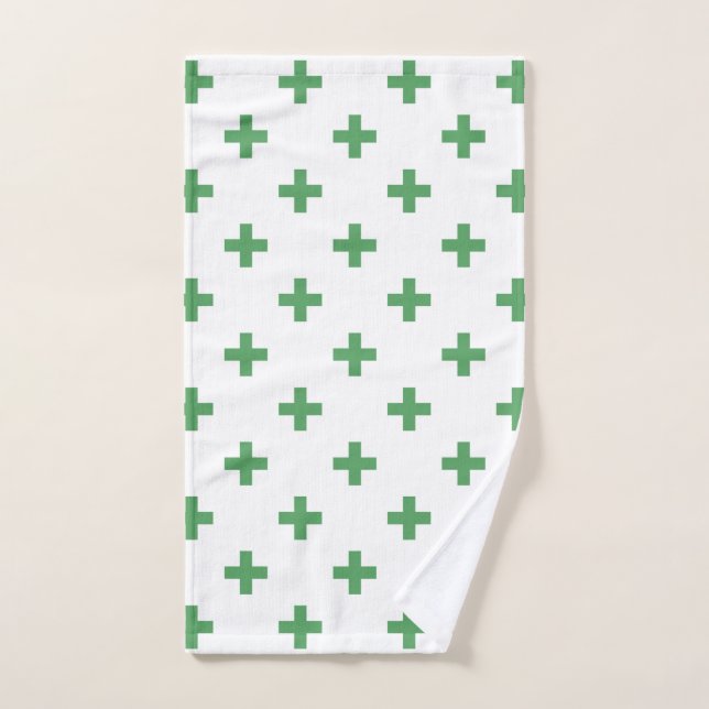 Polka verte croise sur blanc (Serviette à main)