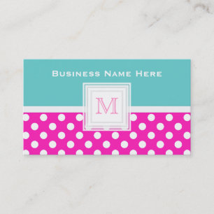 Polkadot blanc bleu rose : Carte de visite de