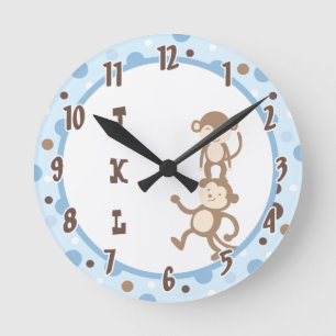 Polkadot Blue Funky Monkey Danser Jungle Horloge