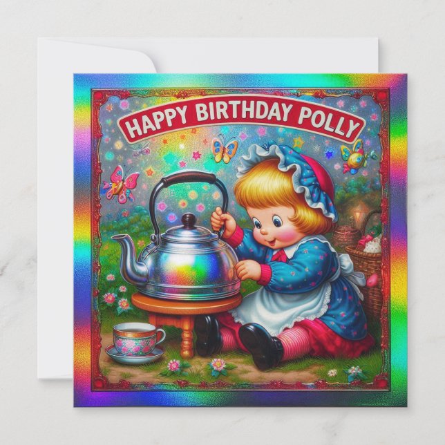 POLLY ~ Carte d'anniversaire ~ Crème de pépinière  (Devant)