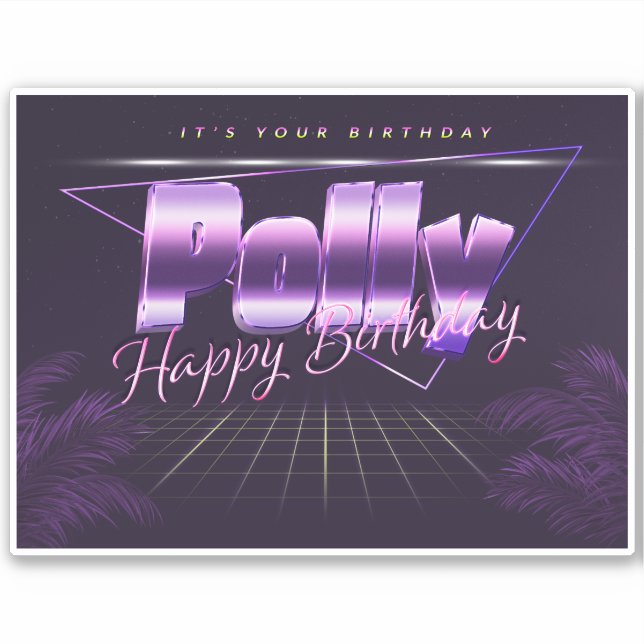 Polly Nom Prénom lila retro Sticker (Devant)