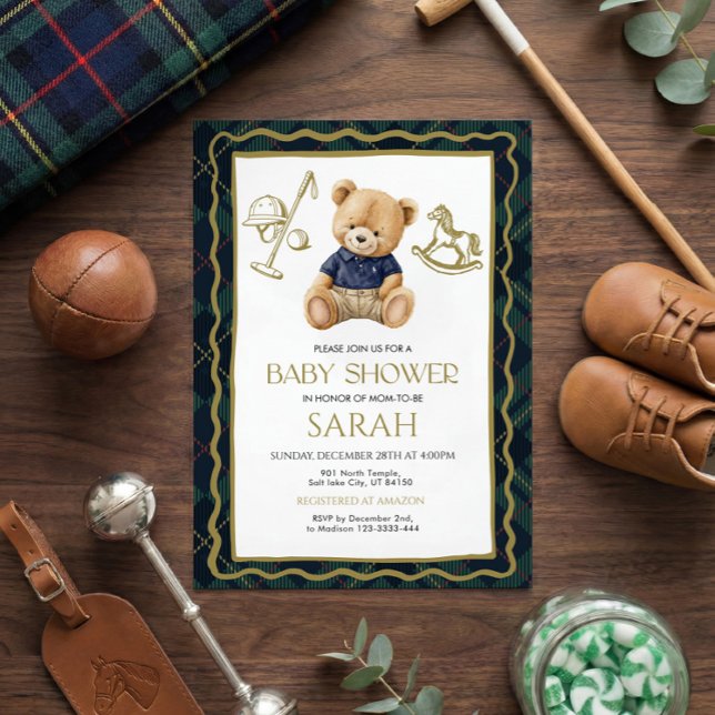 Polo Teddy Bear Baby Shower Invitation (Créateur téléchargé)