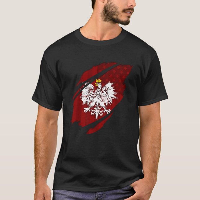 Pologne Aigle TShirt pour un Américain avec Ro Pol (Devant)