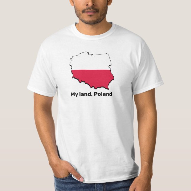 Pologne Carte et drapeau imprimés sur T-shirt (Devant)