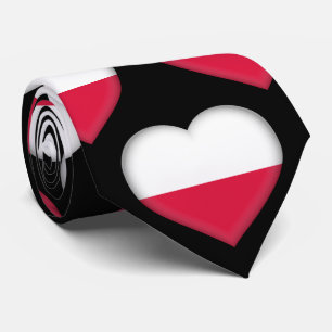 Pologne Drapeau couleurs Motif de coeur Cravate
