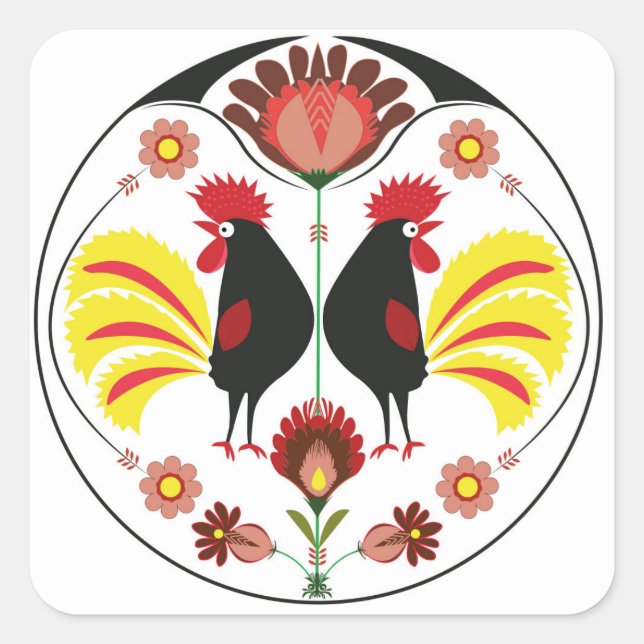 Polonais Avec Coq Décoratif, Sticker (Devant)