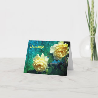 Polonais Dziekuje Carte de remerciements Roses Jau