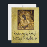 Polonais Wesołych Świąt Joyeux Noël Vierge Marie<br><div class="desc">Wesołych Świąt en polonais avec Matka Boska Ostrobramska à Vilnius,  conception unique et simple,  que vous pouvez facilement personnaliser / customiser.</div>