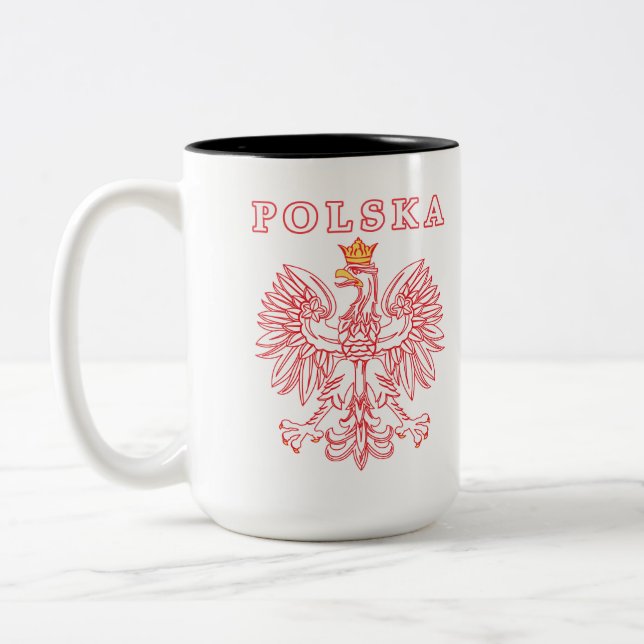 Polska avec la tasse d'Eagle de polonais de rouge (Gauche)