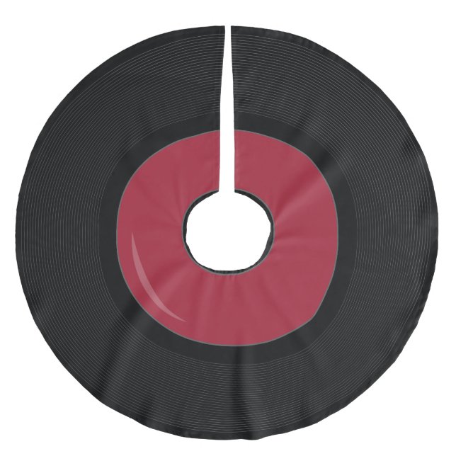 Polyester Brossé jupon de sapin en disque de vinyle rétro rouge (Devant)