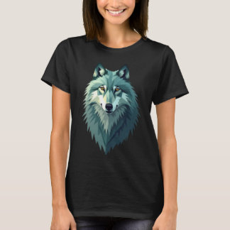 Polygonal Wolf Design T-Shirt - Modern Geometric 