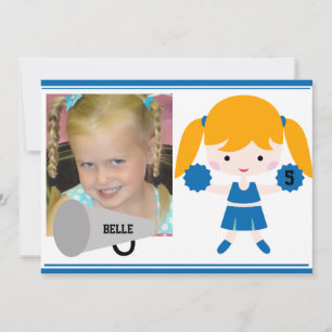 Pom-pom girl bleu photo personnalisé Invitation d'