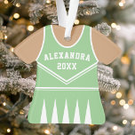 Pom-pom girl verte à la menthe personnalisée Unifo<br><div class="desc">Célébrez l'esprit de votre pom pom pom girl avec cet uniforme personnalisé vert menthe et blanc. Parfait pour commémorer une saison spéciale,  une équipe ou une réalisation individuelle. Customisez-le avec un nom et une année pour créer un souvenir unique.</div>