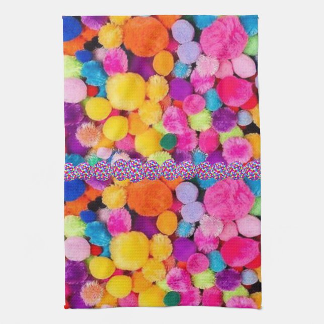 Pom Poms Coloré Cuisine Serviette (Vertical)