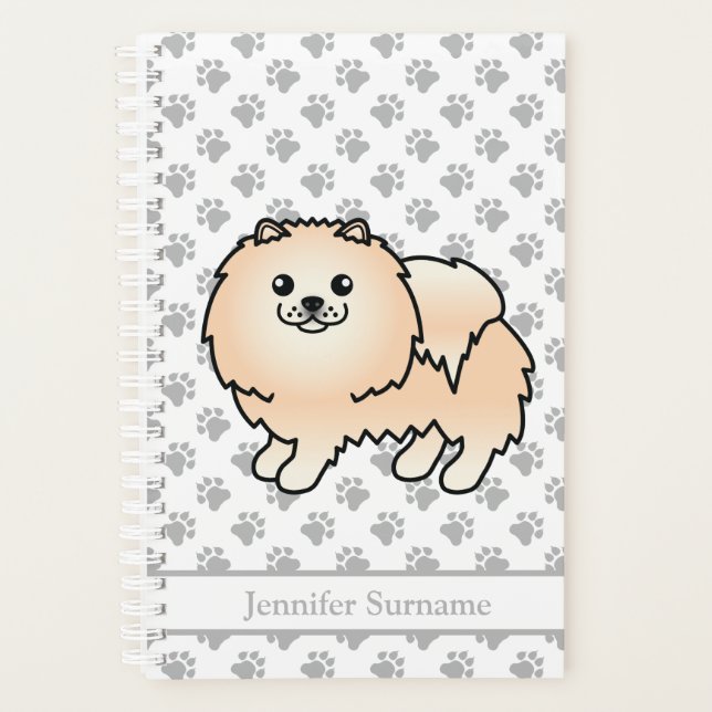 Pomeranian crème Chien de dessin animé mignon & Te (Devant)