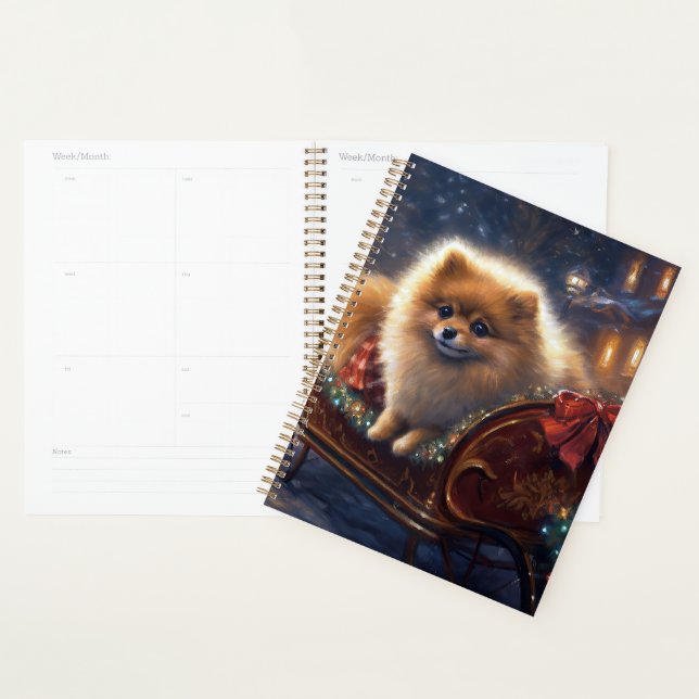 Pomeranian Fêtes de Noël Brossé (Devant avec enveloppe)