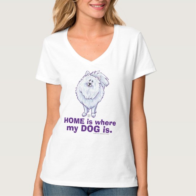 Pomeranian HOME est là où mon CHIEN est T-shirt (Devant)