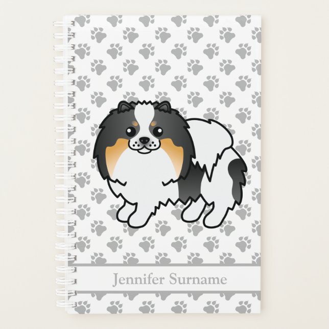 Pomeranian Tricolore Blanc Chien Mignon & Texte Pe (Devant)