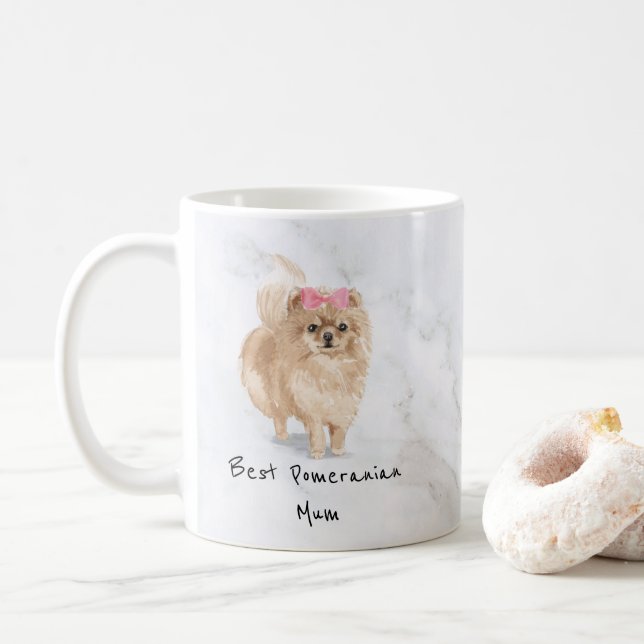 Poméranie Chien personnalisé Mug (Avec donut)