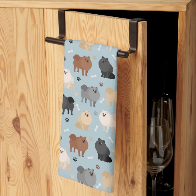 Poméranie Paw-Empreintes et Chien-Bones Serviette  (Pliage en tiers)