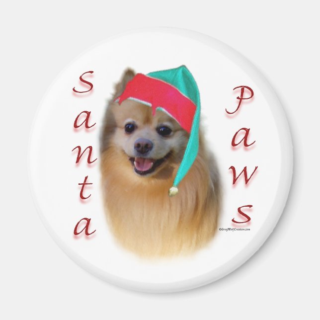 Poméranie Père Noël Paws - Magnet (Devant)