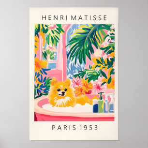 Poméranien dans la baignoire, impression d'art can