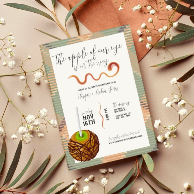 Pomme Caramel - Invitation Baby shower Vert (Créateur téléchargé)
