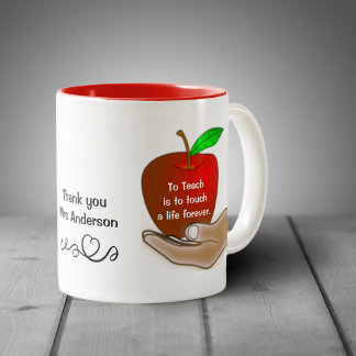 Pomme dans la main enseignant Appréciation Mug