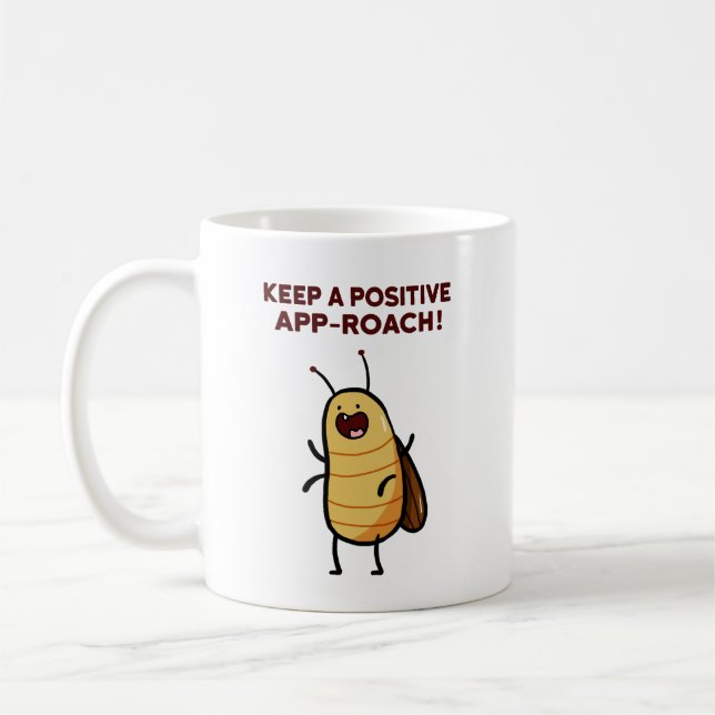 Pomme de Cockroach Positive Pun de Mug (Gauche)