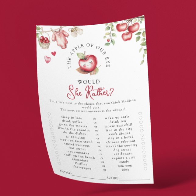 Pomme De Nos Yeux Jeu De Bébé Shower 'Plutôt Que' (Créateur téléchargé)
