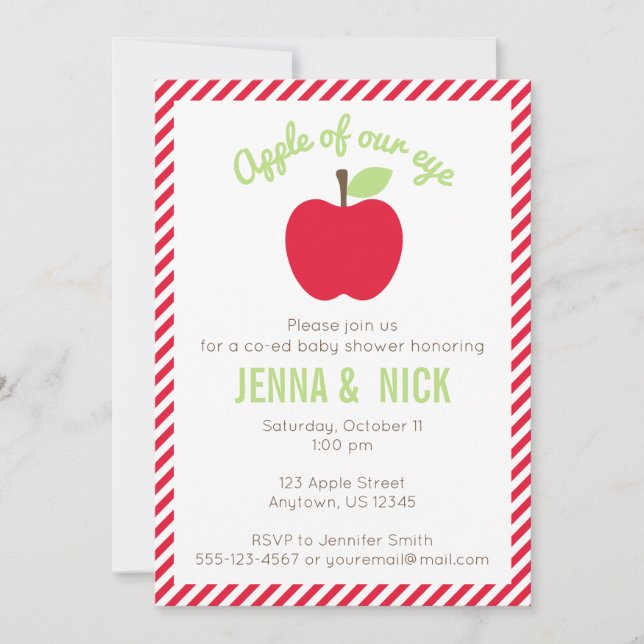 Pomme de notre Baby shower oculaire Invitation (Devant)