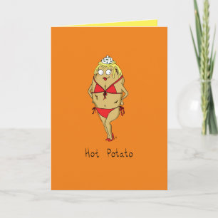 Pomme de terre chaude - Pin-Up Girl Pun Carte de v