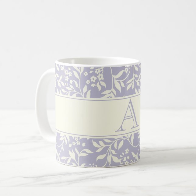 Pomme Florale et feuillage Monogramme de café Mug (Devant gauche)