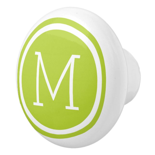 Pomme Monogramme vert bouton de tiroir personnalis (Droite)