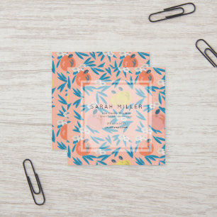 Pomme rose motif floral enseignant Carte de visite