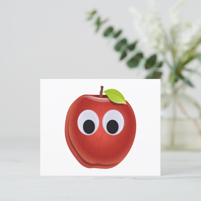Pomme rouge drôle avec yeux de googly (Debout devant)