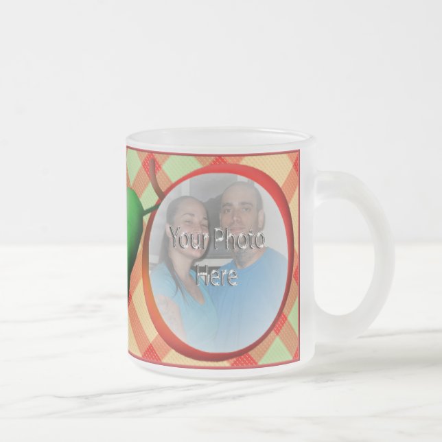 Pomme Rouge Plaid Photo Mug personnalisable (Droit)