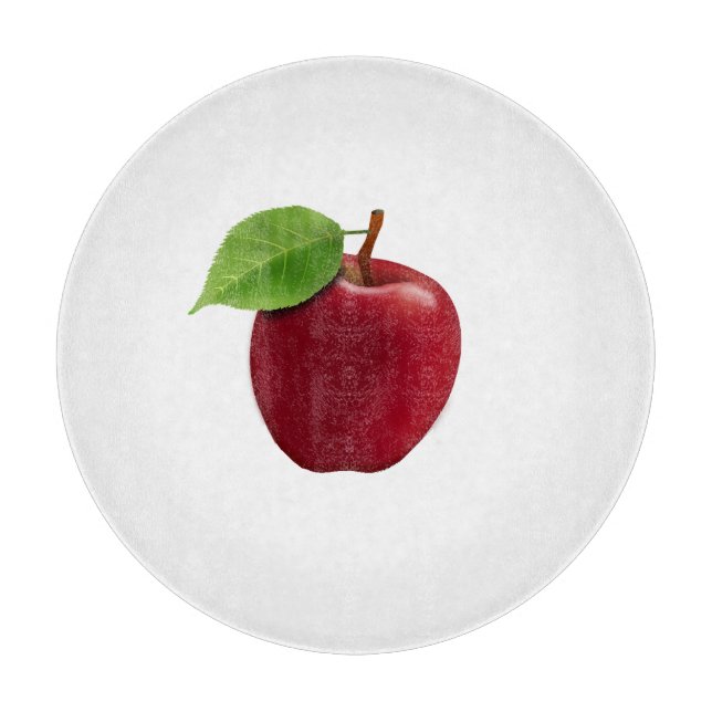 Pomme rouge sur planche à découper blanche (Devant)