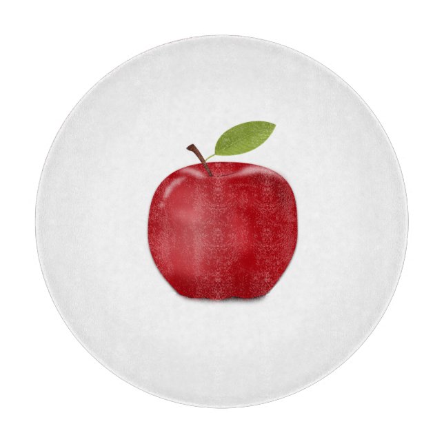 Pomme rouge sur planche à découper blanche (Devant)