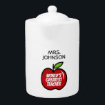 Pomme rouge théière pour le meilleur professeur d'<br><div class="desc">Théière de pomme rouge pour le meilleur professeur d'école au monde. Idée cadeau mignonne pour enseignant de maternelle,  éducateur,  collègue,  collègue,  etc.</div>