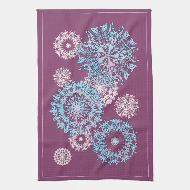 Pommes de neige violettes Serviettes de cuisine (Vertical)