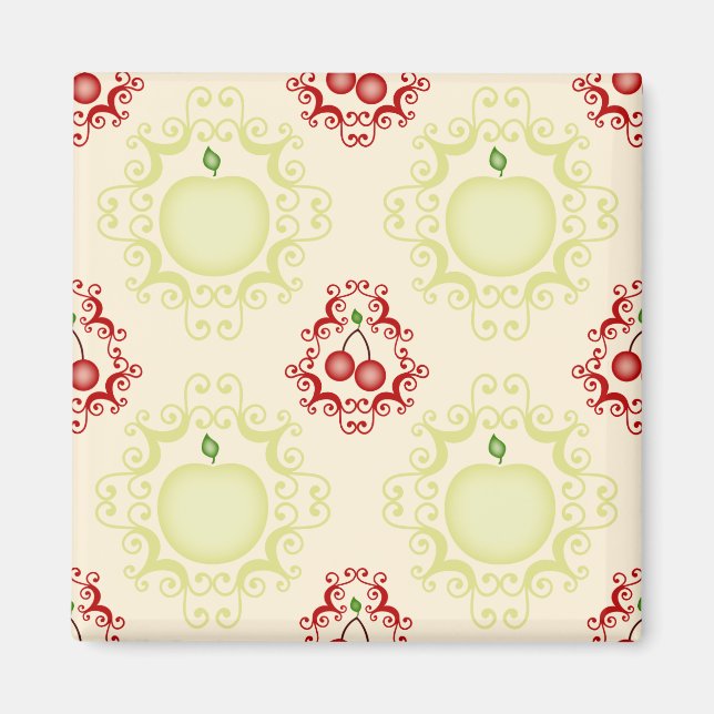 Pommes et cerises avec Magnets à défilement vert (Devant)