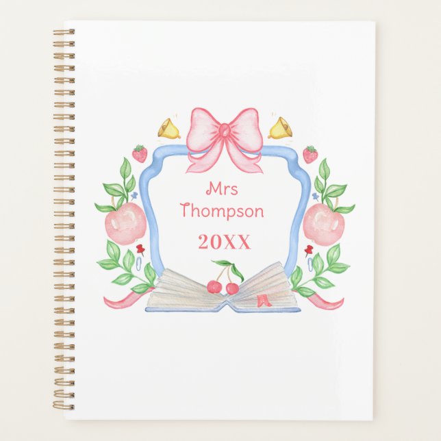 Pommes et livre Crest de l'école | Professeur (Devant)