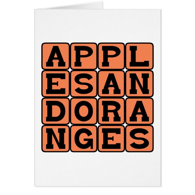Pommes et Oranges, Comparaison (Devant)
