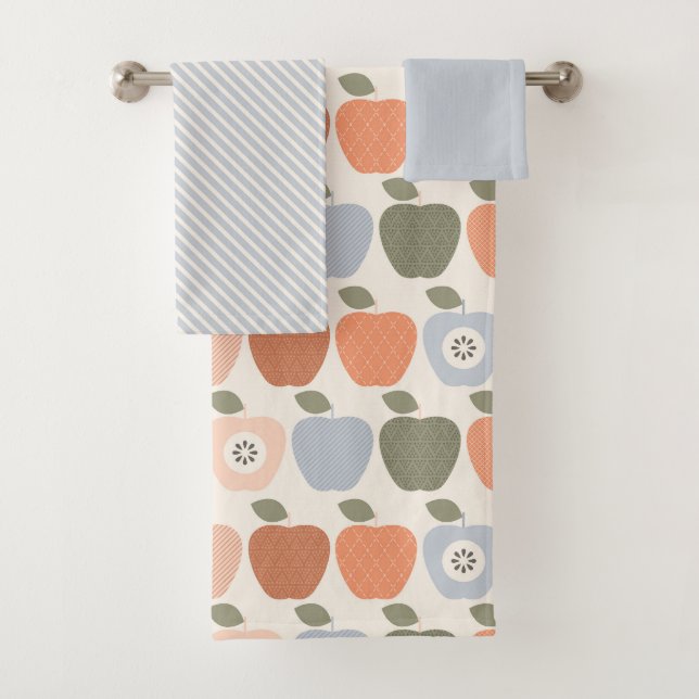 Pommes et rayures de automne serviette (En situation)