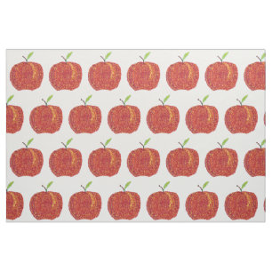 Pommes rouges entières en pointillisme, tissu feui