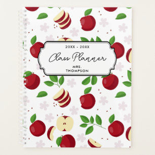 Pommes rouges, fleurs et verdure Enseignant