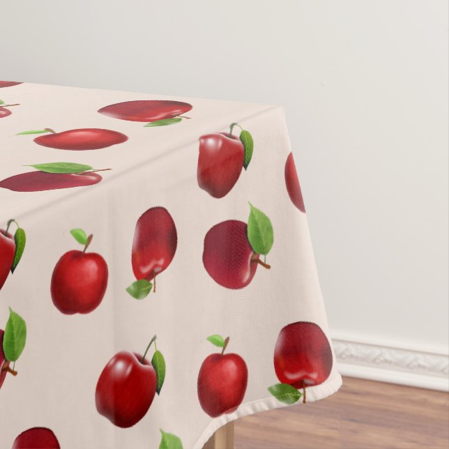 Pommes rouges sur nappe beige clair (In Situ)