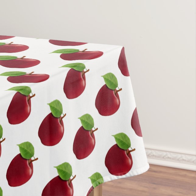 Pommes rouges sur nappe blanche (In Situ)