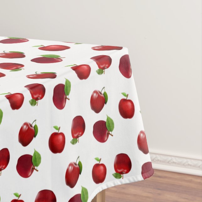 Pommes rouges sur nappe blanche (In Situ)